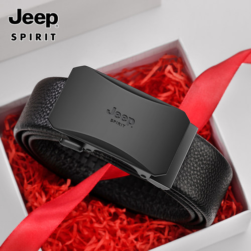 Jeep吉普男士头层牛皮自动扣腰带