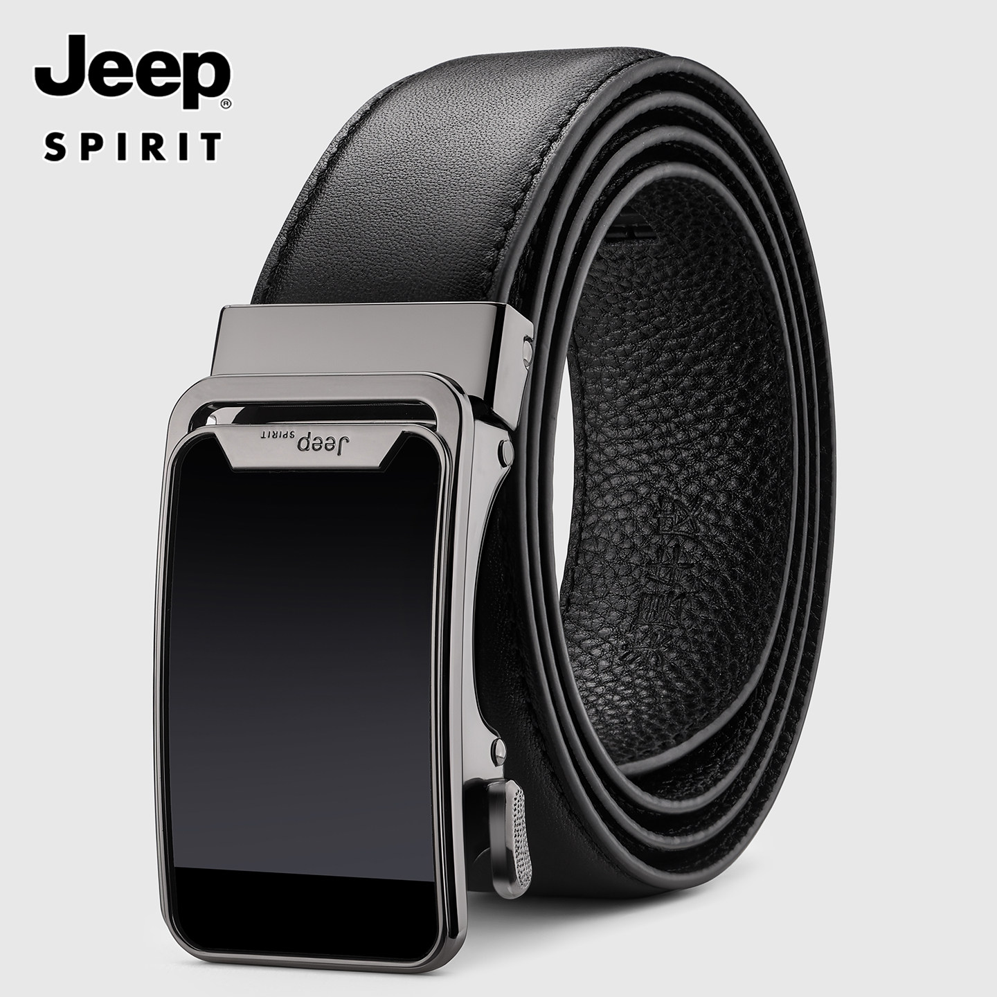 Jeep吉普皮带男简约真皮自动扣头层牛皮腰带高档百搭年轻人裤带潮