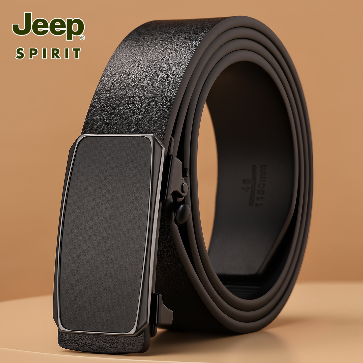 Jeep吉普男士皮带真皮自动扣无牙内穿腰带商务休闲牛皮裤带男款