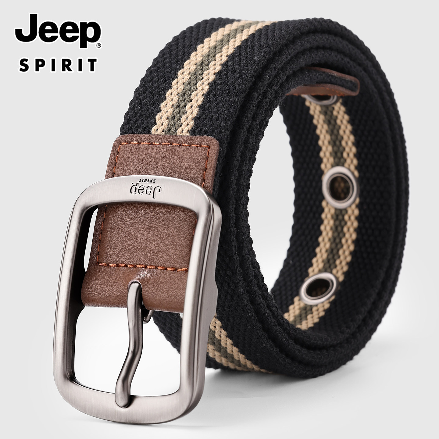 JEEP吉普帆布腰带男士皮带休闲年轻人韩版百搭潮款编织牛仔裤带男