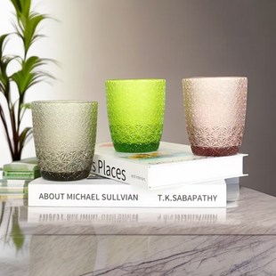 江户切子家用轻奢玻璃茶杯洋酒杯300ml 罗派手工刻花威士忌杯日式