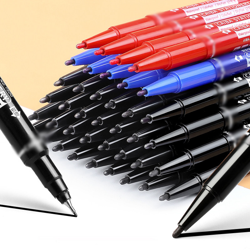 极速小号双d头记号笔双头勾线笔油笔记号笔黑色粗细两头手绘勾边