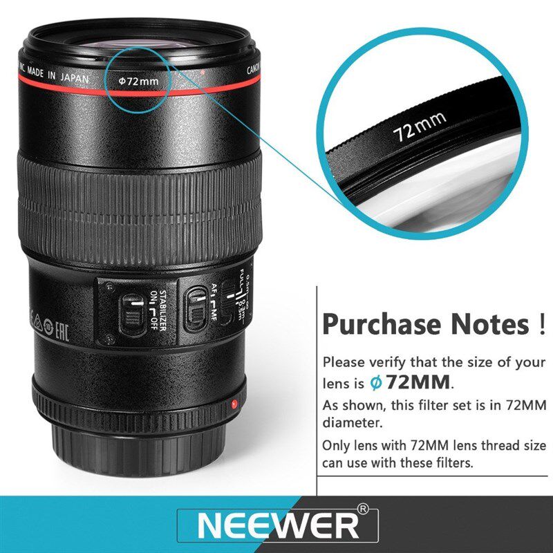极速Neewer 72MM Complete Lens Filter Accessory KiTt for 72MM