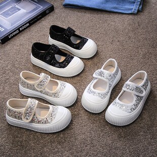 新品玛丽珍帆布鞋j女童鞋亮片2026夏季新款儿童饼干鞋透气公主鞋