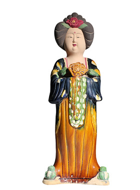 新品唐三彩仕女俑中式家居博古架摆设古典胖美女S陶瓷艺术品旅游