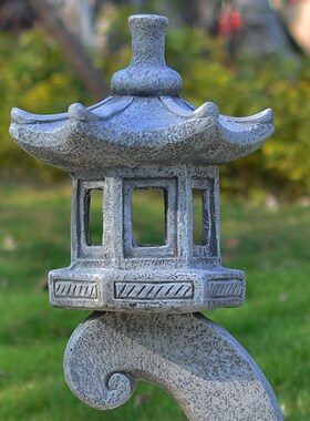 新品日式造景h仿石塔宫灯太阳能摆件户外花园庭院落地中式禅意别