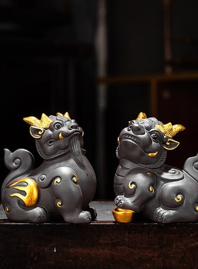 貔貅家用茶几桌面摆件创意手工客厅办公室玄关家居装饰品茶宠茶玩