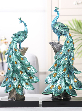 创意情侣孔雀树脂家居装饰品摆件欧式客厅电视柜橱柜酒柜结婚礼物