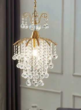 SY浪漫全铜玲珑珠水晶吊灯轻奢欧法式客厅入户玄关阳台床头卧室灯