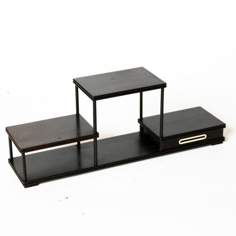 黑檀木高低博古架多宝阁花盆景古玩紫砂壶茶杯奇石底座红木工艺品