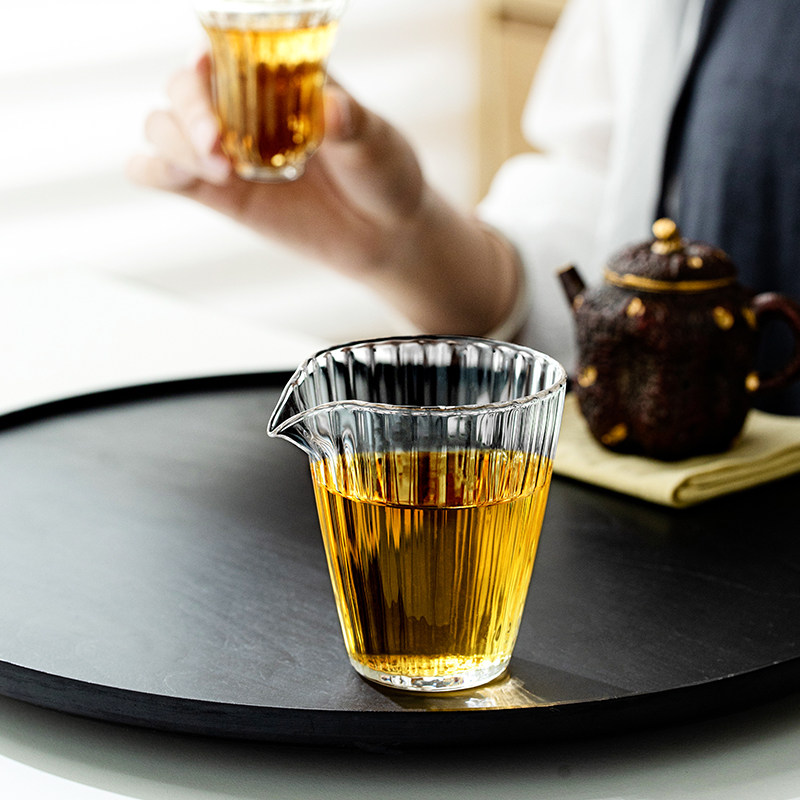 观策器隐玻璃公道杯创意加厚耐热竖纹茶海分茶器装茶器茶具零配件