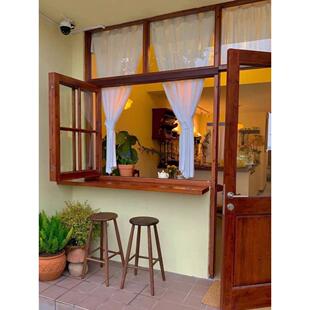 新雅实木门窗定制上下折叠门原木风咖啡店窗户民宿覆古推拉入户门