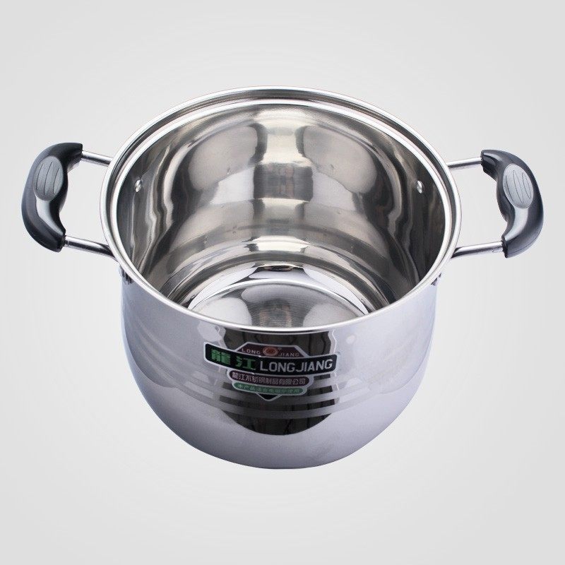 不锈钢汤锅龙江锅无磁复底锅鼓型锅汤锅燃气电磁炉通用