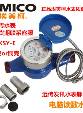 埃美柯远传发讯水表铁壳铜壳脉冲表横式干拭直读电脑读数2芯线3芯