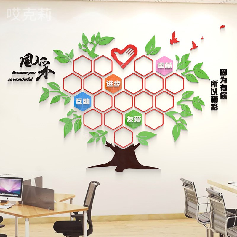 企业文化照片墙员工风采荣誉展示办公室装饰团队公司设计形相框