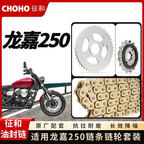 适用于LJ250龙嘉250复古V咖V途征和油封链条链轮牙盘套链三件套装