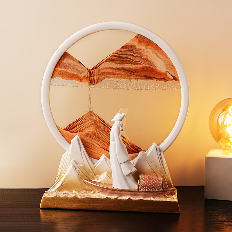 流沙画沙漏摆件家居客厅酒柜办公室桌面装饰品摆件领导高档轻奢