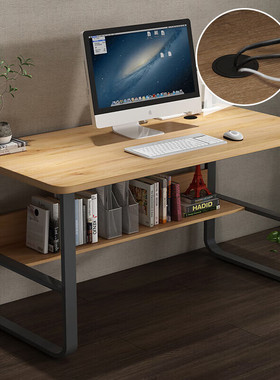 电脑桌钢木书桌板式双层现代简约学生学习桌台式办公桌子
