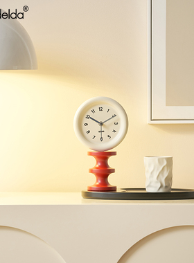 Mandelda家居奶油风客厅桌面时钟摆件玄关座钟托盘电视柜装饰品