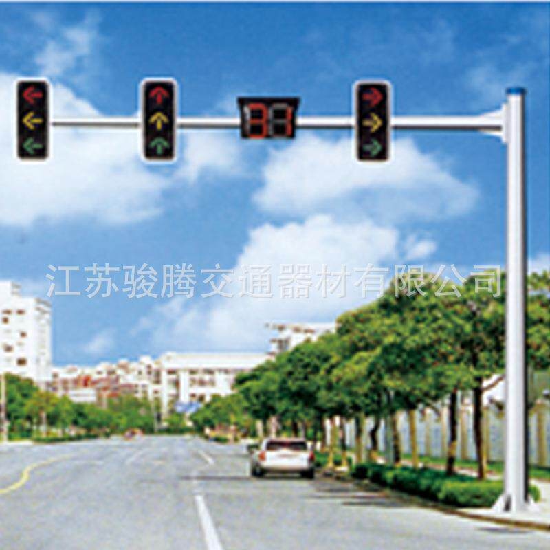 厂绿家制LED交通信灯杆十交通信号字路口号人行定道红灯道路安全