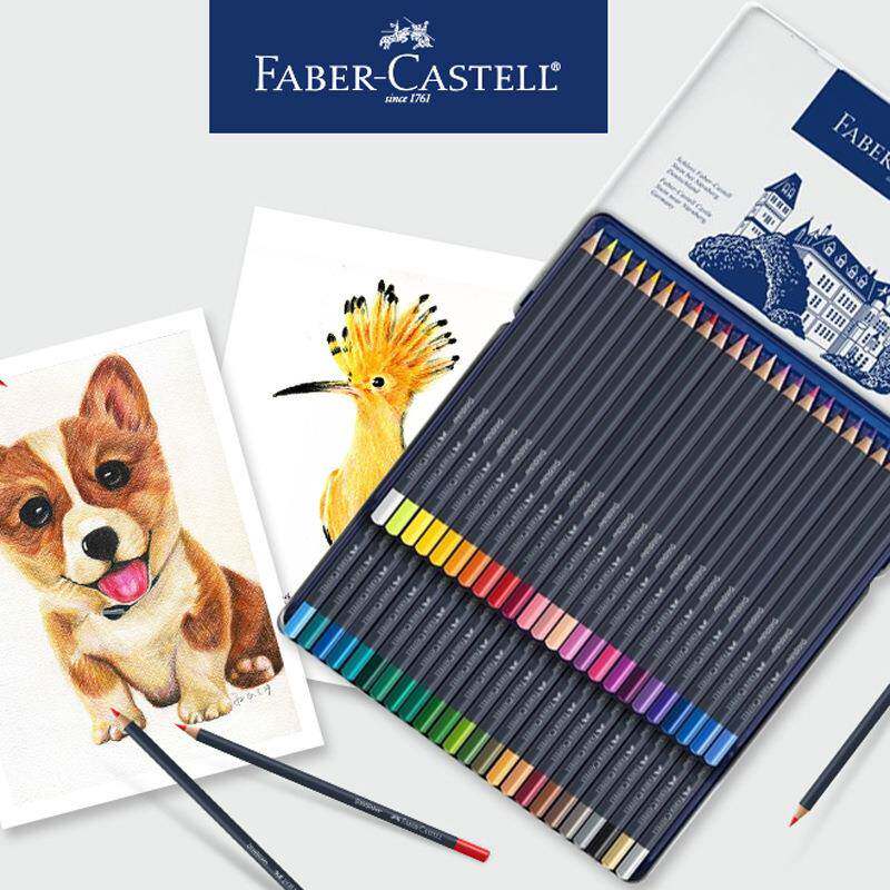 德色国2/2FABER-CA色油性彩色4铅笔美术绘画蓝1盒彩铅笔铁盒装