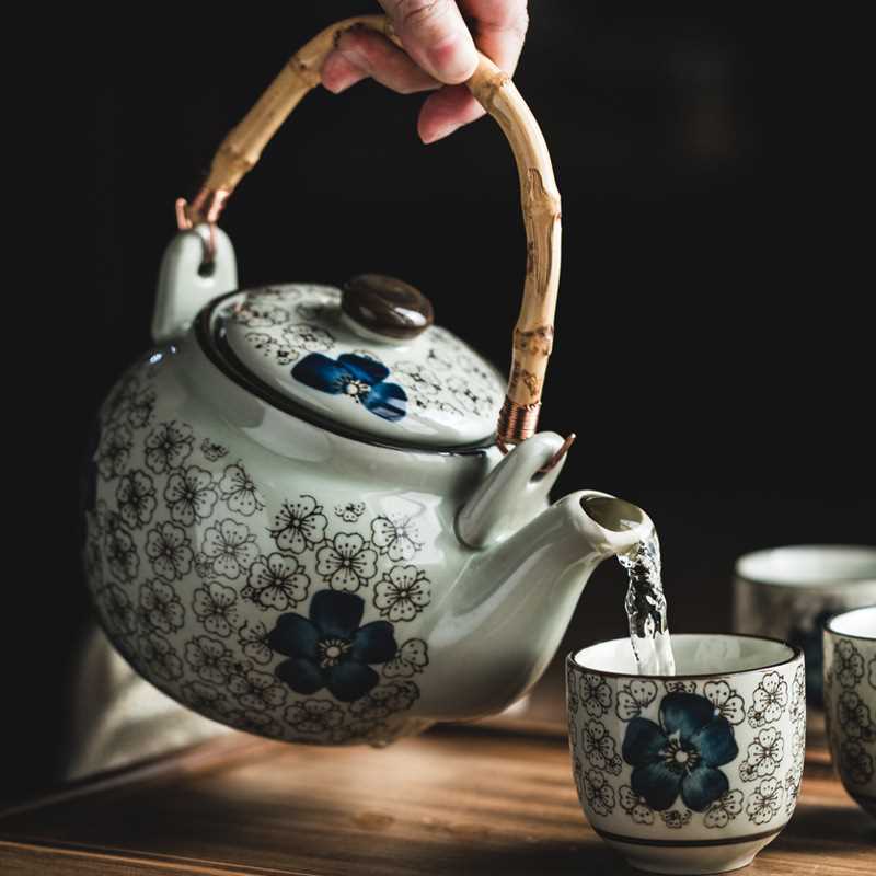 老式茶壶泡茶家用复古提梁壶带滤网单壶大容量日式冷水壶陶瓷茶具