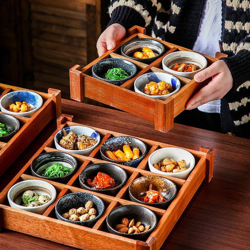 日式木质宫格餐具餐SEA盘托盒盘分格盘料理古套装复实木创九意寿