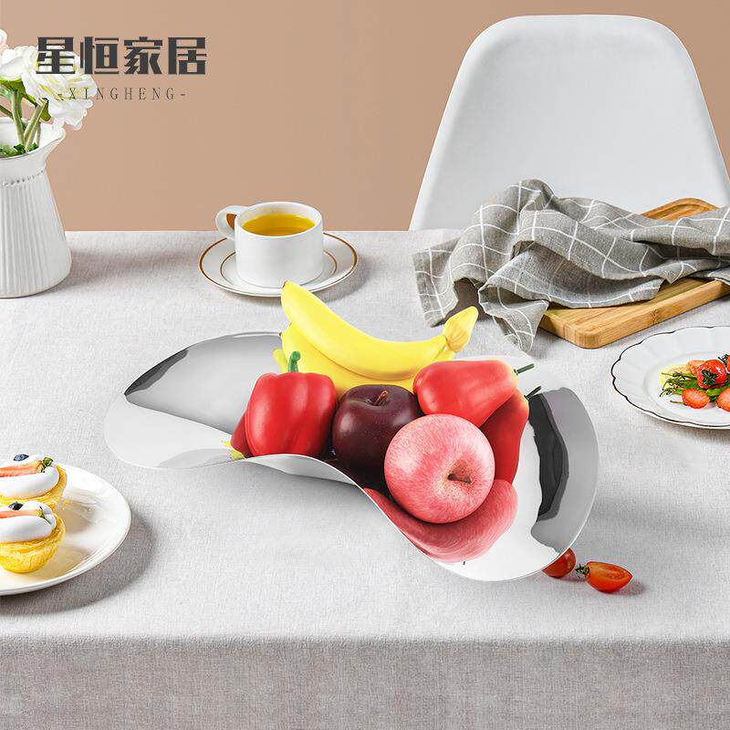 高档不锈钢水生蚝盘果盘生客厅点盘家餐用水果蚝盘心盘家居软装装