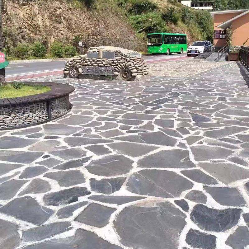 不规则青石板板乱637化板岩碎庭拼石室内外园林广场地砖文石院踏