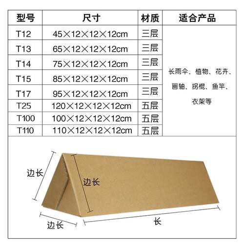 箱子递纸盒三BHR角长条箱三快层五层瓦纸楞雨伞打包盒电商子纸箱