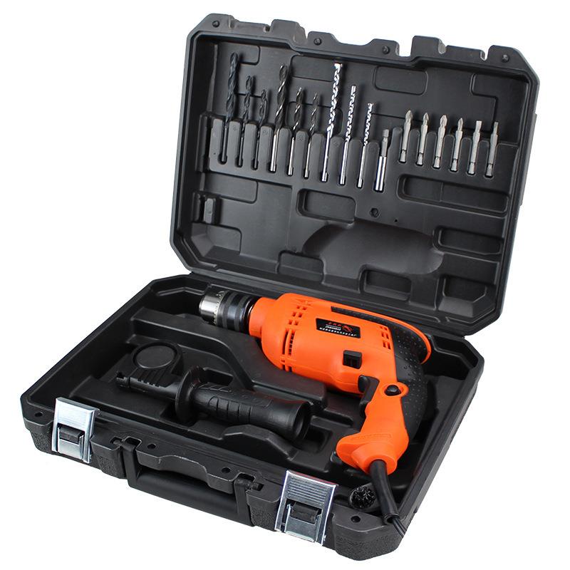 19件套278手电钻工具m箱1击钻家用套装冲电动工具箱043-1