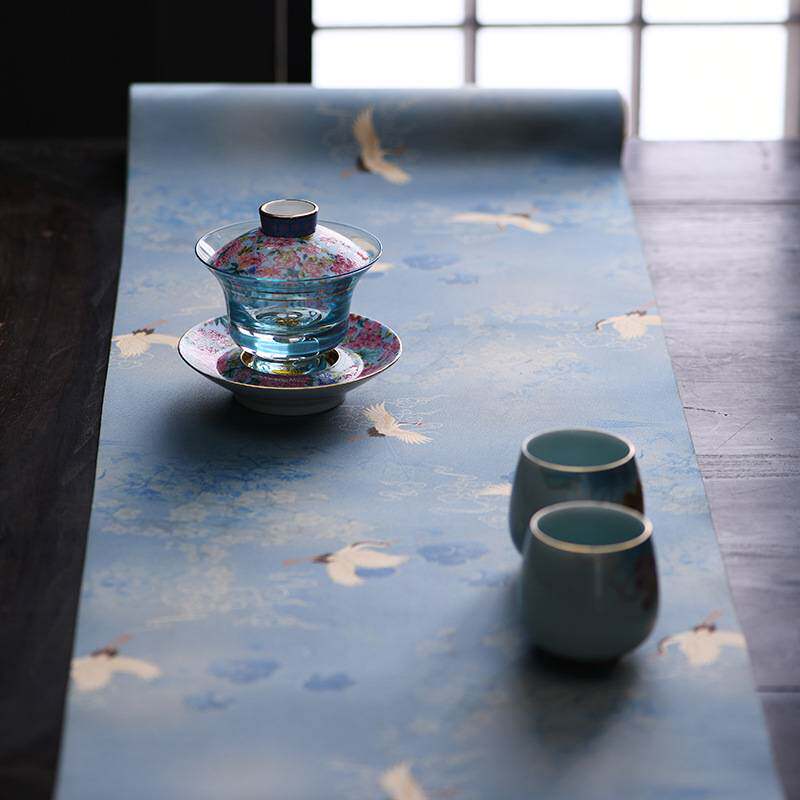 中式香云纱茶席轻奢短款禅意隔热茶桌垫子双面复古茶巾布防水布垫