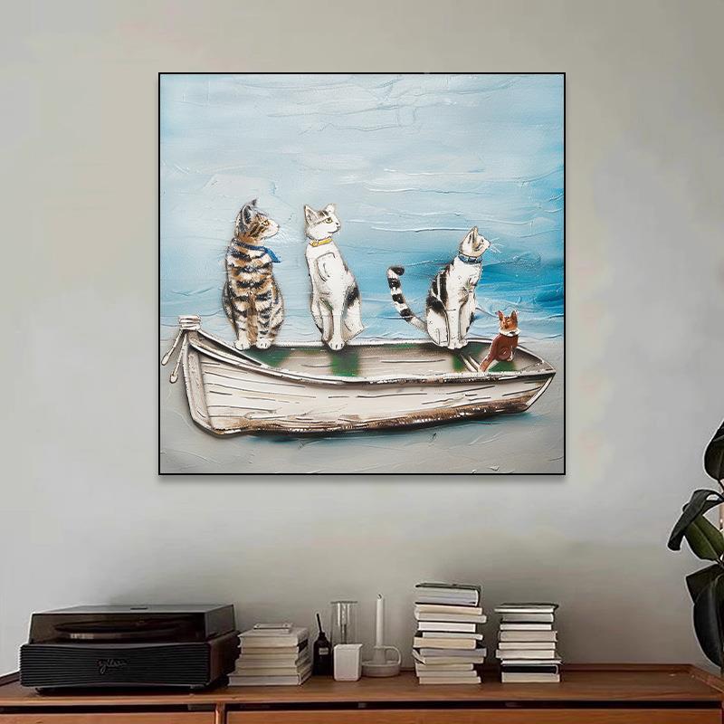 手动物幅抽象油画猫咪绘沙发SH107背景室客厅卧大画餐厅装饰画肌