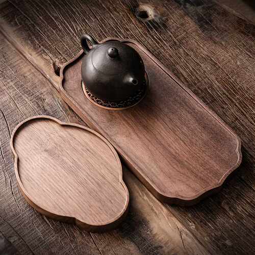 黑胡桃木托盘茶盘餐盘点心果盘实木质长方形简约网红干泡茶台茶盘