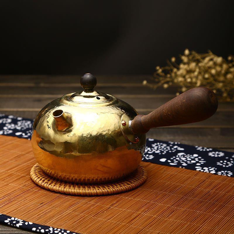 若工容茶艺壶烧水壶煮茶壶铜壶水壶纯手铜紫铜老润(侧把铜壶侧把