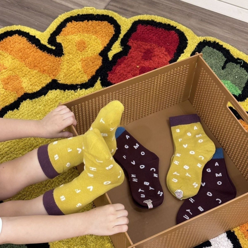 儿童袜子秋冬潮袜男童女童字母袜