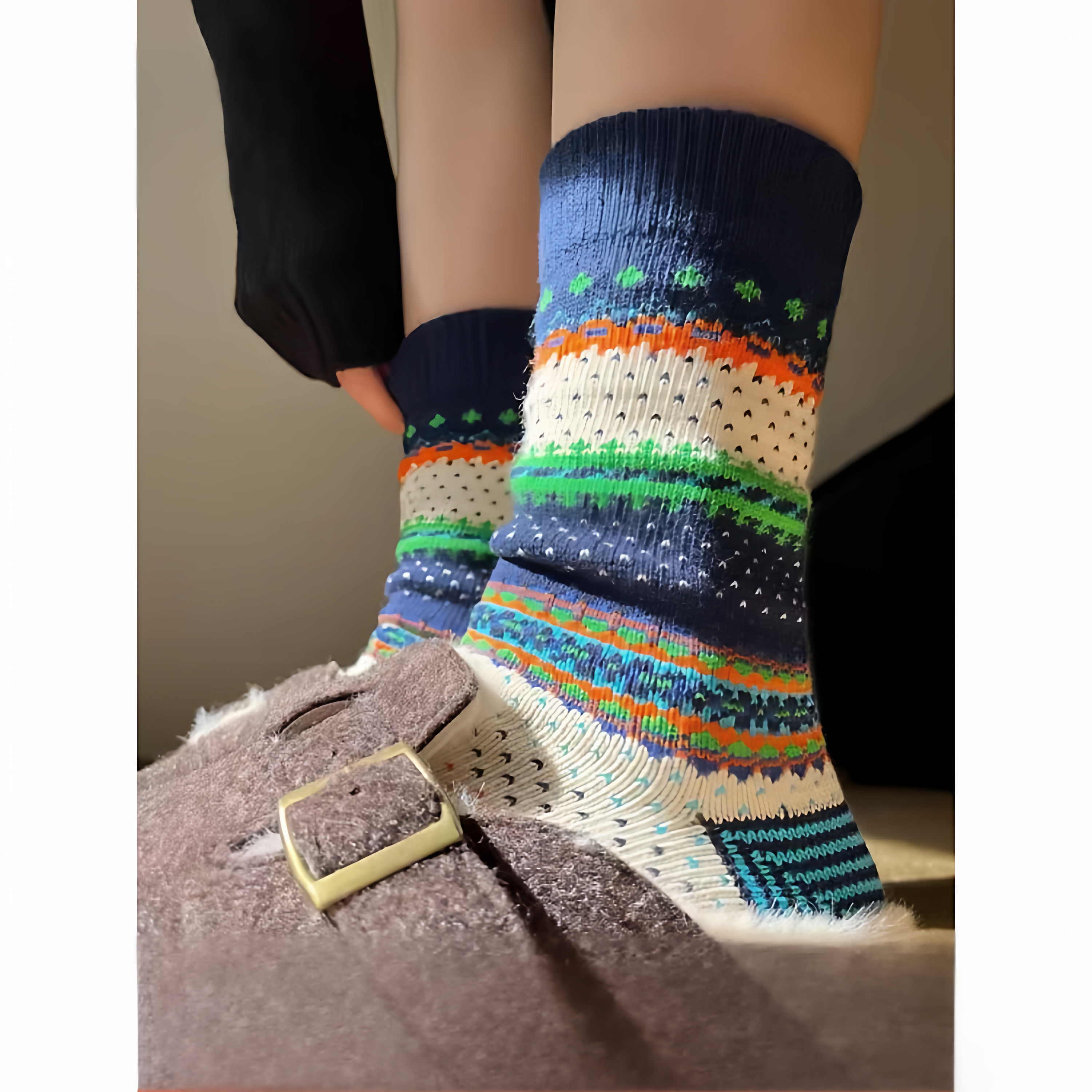 冬季袜子女中筒费尔岛风百搭时尚堆堆穿上脚保暖舒适2025新款爆款