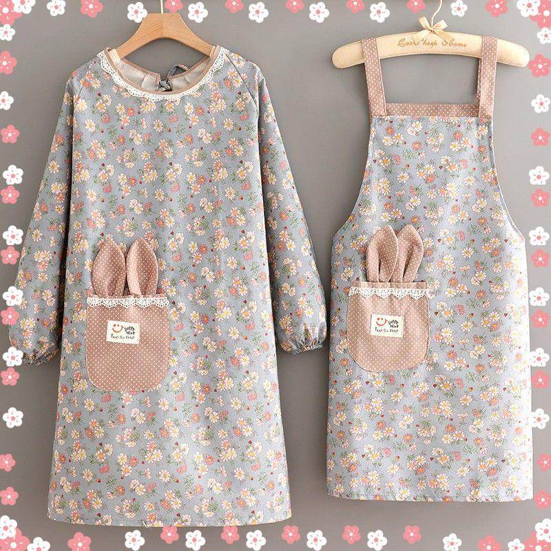 韩版时尚新款棉布厨房做饭围裙可爱耐磨上班工作餐饮专用罩衣长袖,家庭/个人清洁工具,围裙,淘宝优惠券,粉丝福利购,淘宝优惠卷