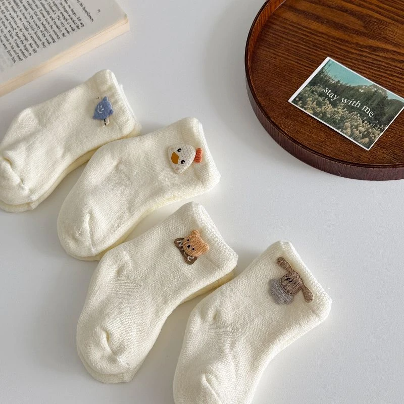 秋冬款婴幼儿加厚保暖毛圈厚袜新生儿宝宝软乎0-6月松口袜0-1岁Q