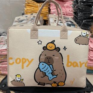 新款 卡通旅行包可折叠大容量收纳袋精美毛毡行李包可套待产包X1