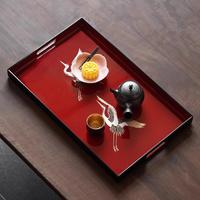 日本進(jìn)口紀(jì)州漆器朱羽鶴長手漆盤日式茶盤家結(jié)婚禮物喬遷送禮托盤