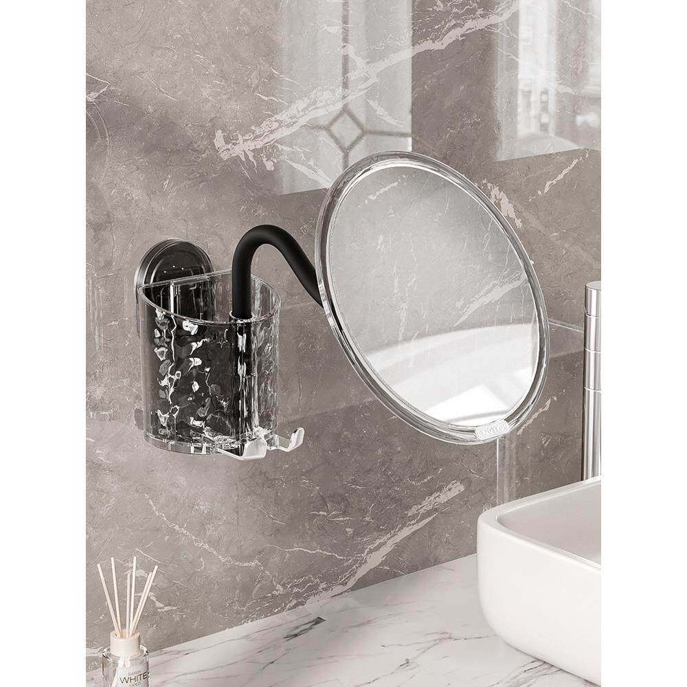 吸盘式化妆镜置物架浴室卫生间梳妆打扮墙上壁挂镜子架梳子收纳架