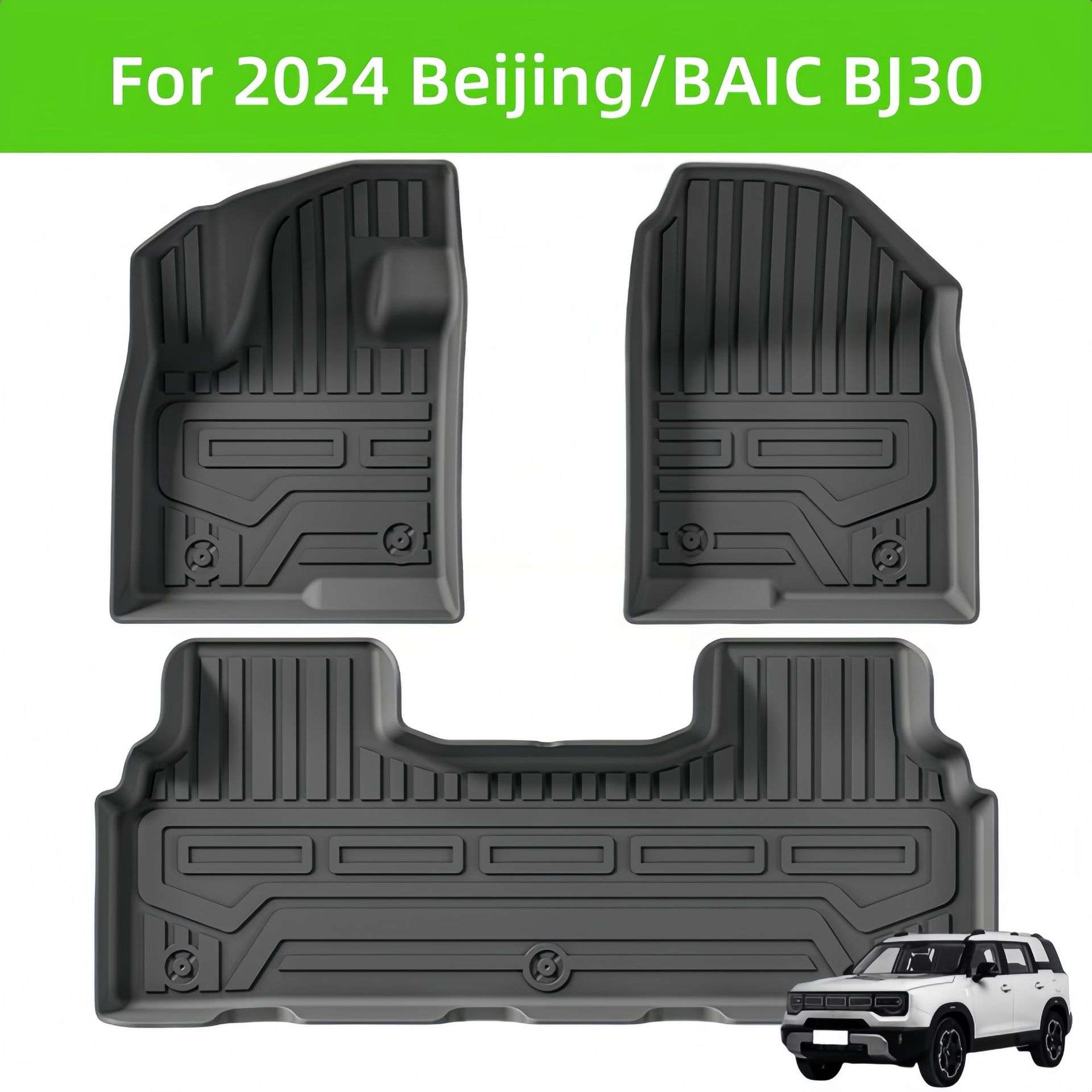 For 2024 Beijing/Baic BJ30 TPE Car Floor Mat/Rear Trunk Mat