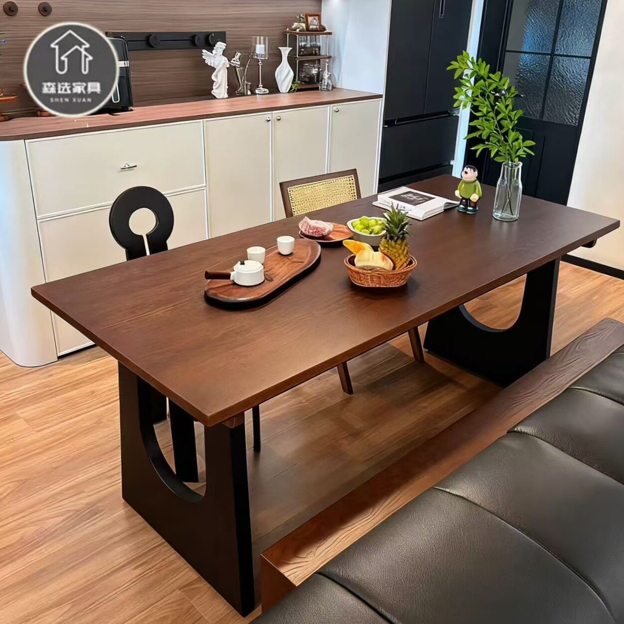 中古风实木长条书桌客厅电脑桌