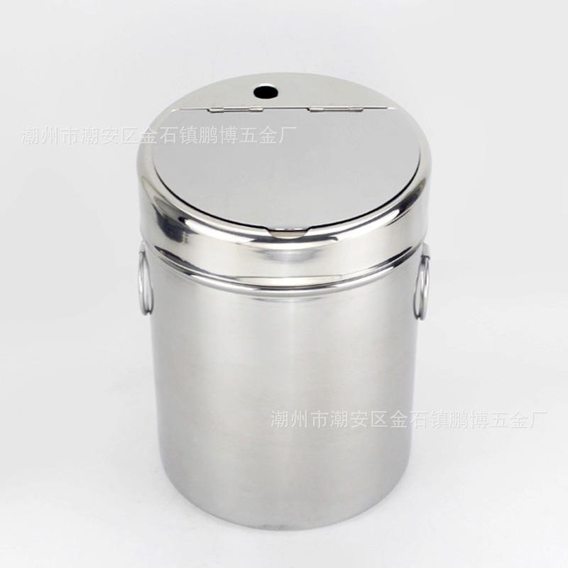 不锈钢单层斜盖茶水桶家用冲孔茶渣桶垃圾桶茶具排水桶