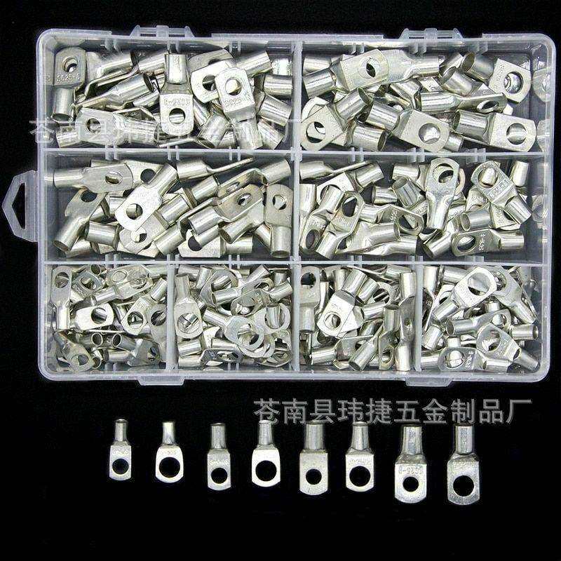 铜鼻子240pcs盒装窥口端子接线鼻子铜镀锡圆形端子SC裸端子