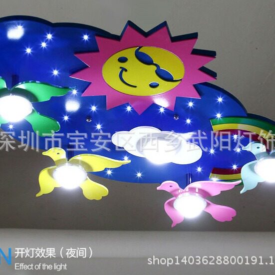 创意海洋鱼吸顶灯LED卡通儿童卧室灯小鸟灯幼儿园灯亲子灯