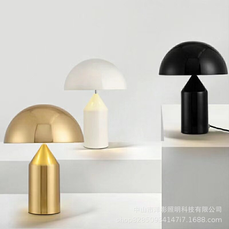 现代创意设计师蘑菇头台灯卧室客厅酒店床头装饰灯金色铅笔灯LED