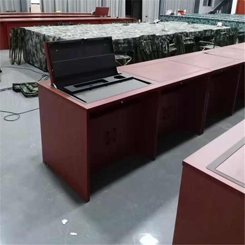 板式翻转电脑学习桌 培训桌 电脑桌 多功能办公条桌 多媒体两人桌