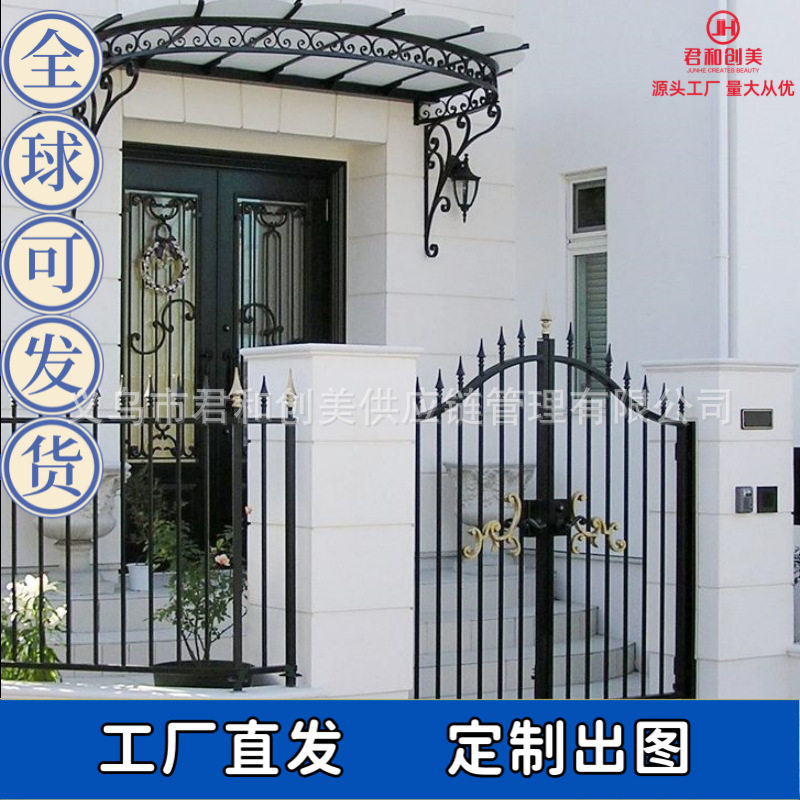 锻打铁艺入户门铁艺栏杆护栏庭院对开铁艺门镀锌铁艺门窗铁艺厂家